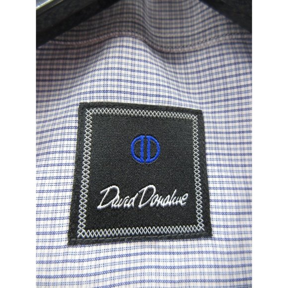 David Donahue Shirt 18 1/2 XXL Button Down Plaid Logo Dress Shirt Woven - Picture 10 of 12